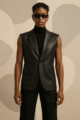 Bold Edge sleeveless leather jacket