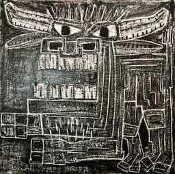 Bull, Fighter - 39.25"x39.25"x2” Mixed Media